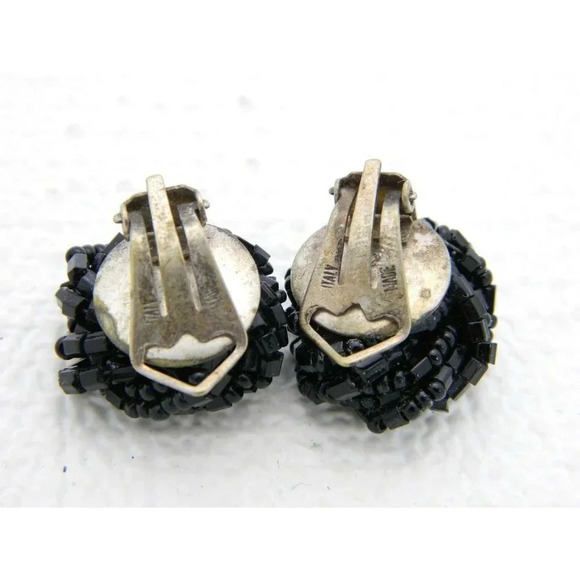 Vintage Italy Made Gold Tone Glass Black Seed Bead - Picture 3 of 3